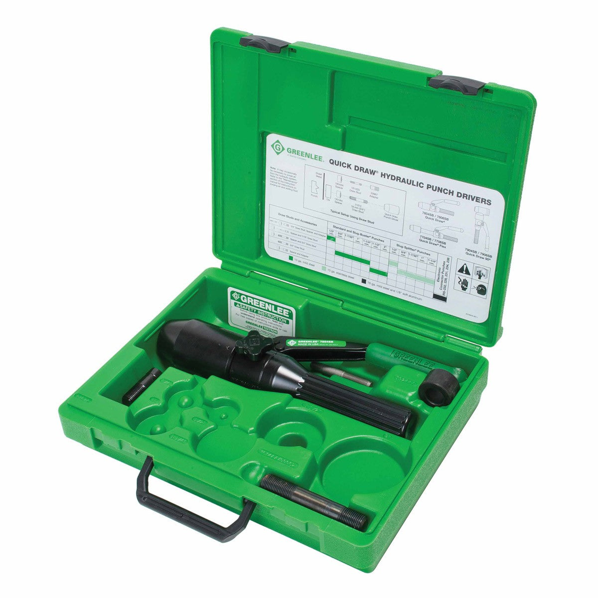 Greenlee 7908SBSP SPEED PUNCH Conduit Knockout Punch Kit with Quick Draw 90  hydraulic driver, 0.5 to 2 conduit size