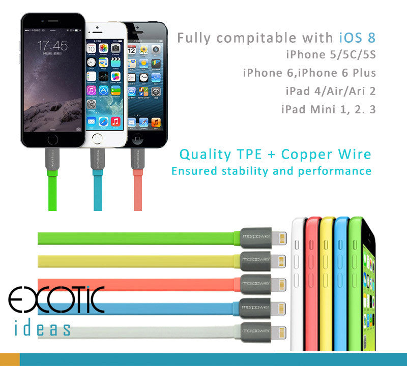 Download Rainbow Color Lightning USB Cable for iPhone 5/5C/5S, iPhone 6/6 Plus - Exotic Ideas