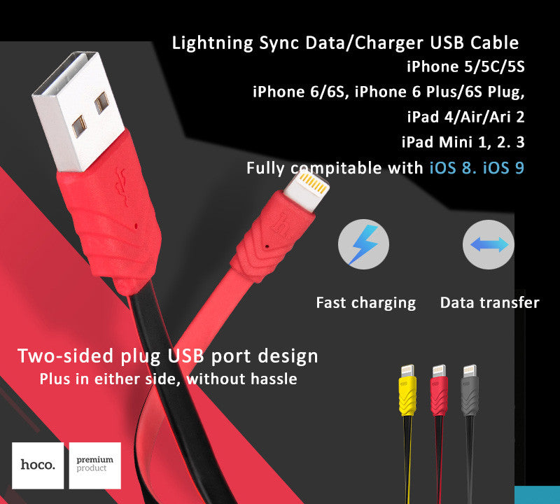 Lightning Sync Data/Charger USB Spaghetti Cable for iPhone 5/5C/5S, iP – Exotic