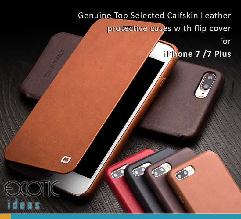 armoede Grote hoeveelheid Buitenboordmotor iPhone 7/7 Plus, 8/8 Plus Genuine Calfskin Leather Case with Flip Cover –  Exotic Ideas