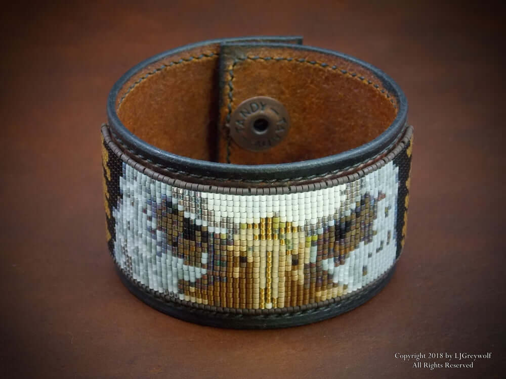 beaded leather cuff bracelet