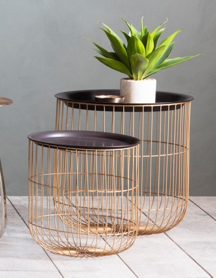 Set Of Two Gold Caged Side Tables The Forest Co