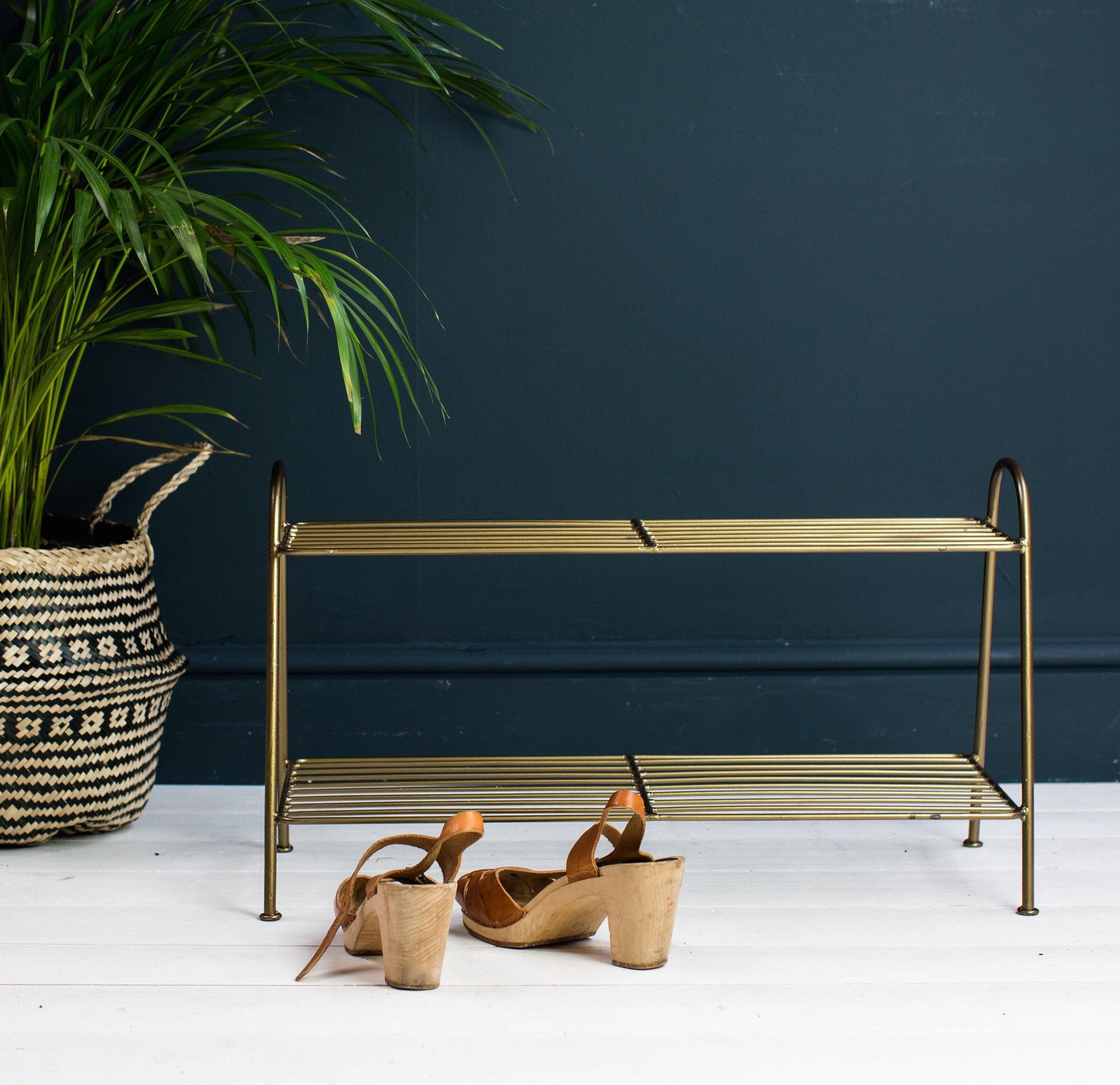 Danish, Burnished Gold Shoe Rack - The 