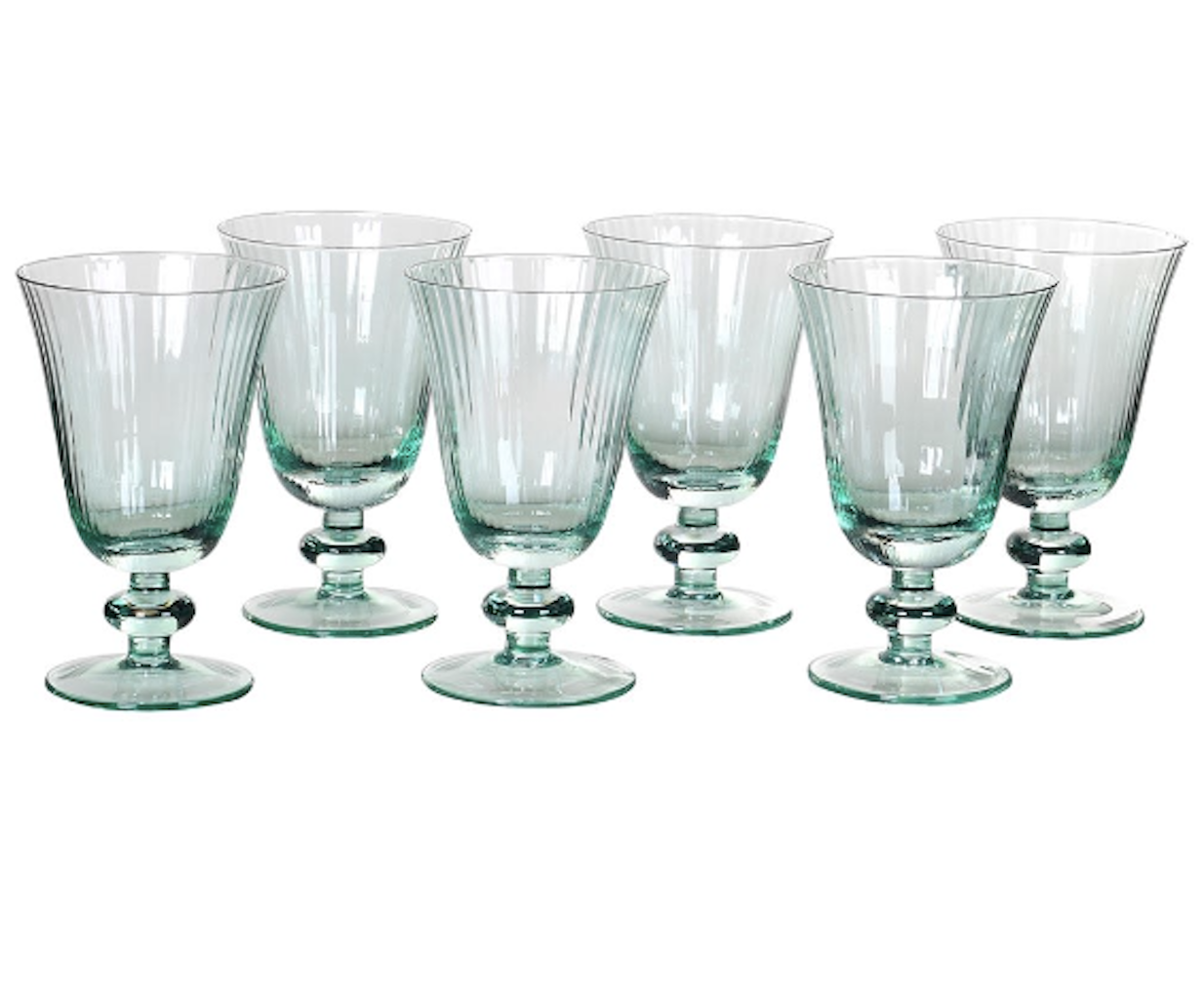 Set Of Six Ribbed Glasses In Clear Or Green The Forest And Co