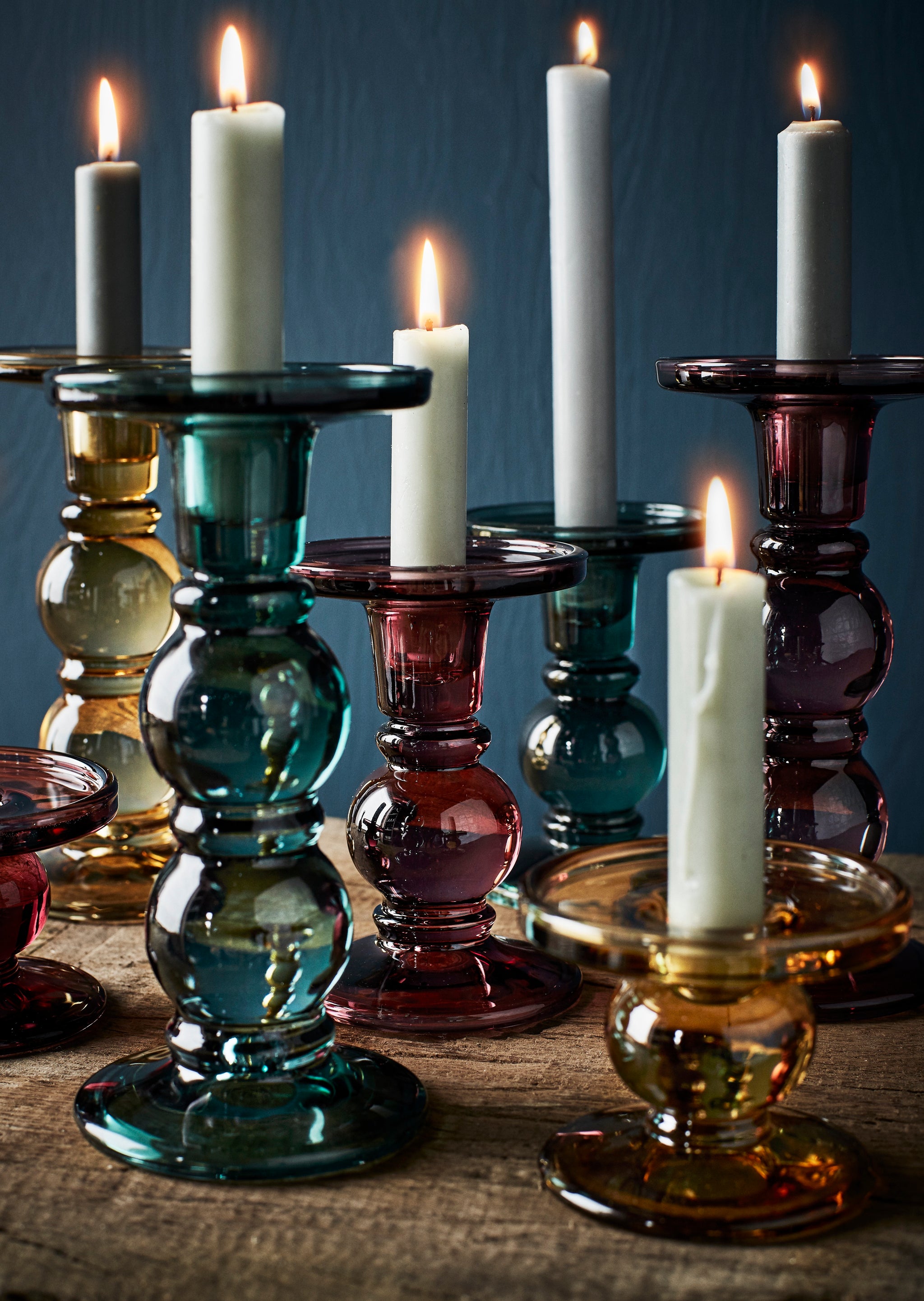 coloured candle holders