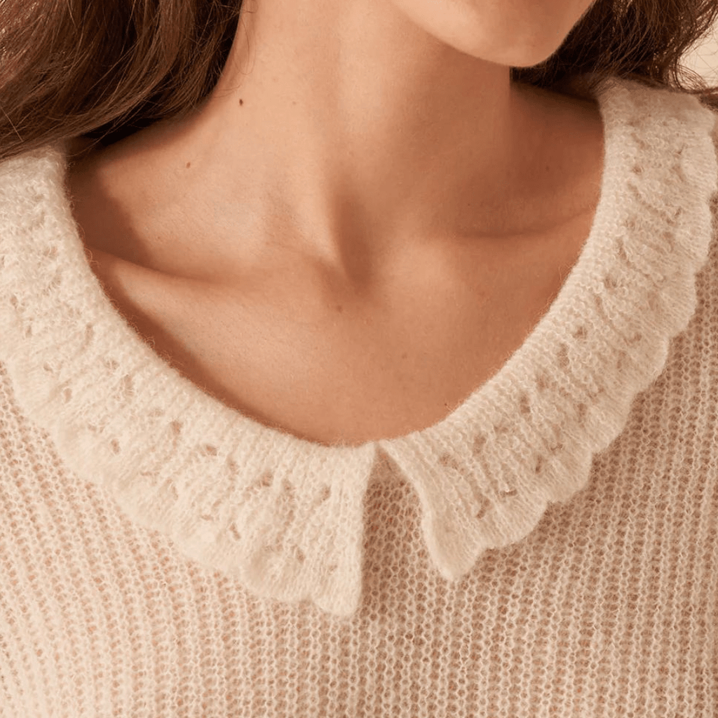 Second Female Sparkling Knit O-Neck Grey Melange Sweater