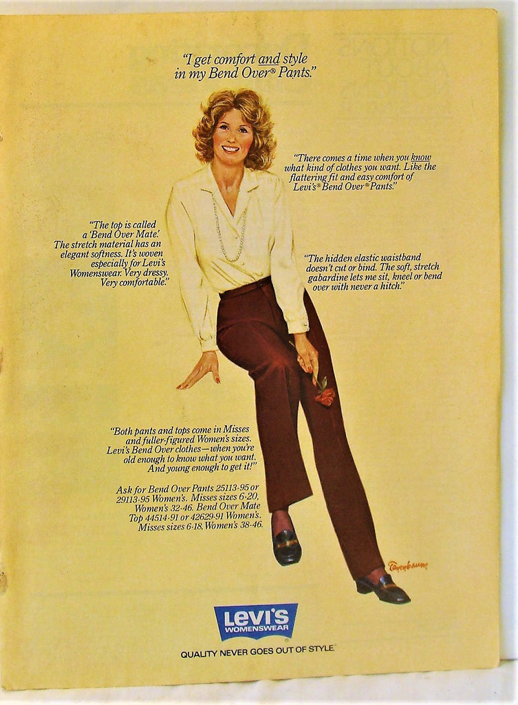 1981 Taunenbaum Women Levi's Womenswear Fashions Bend Over Top & Pants  Print Ad