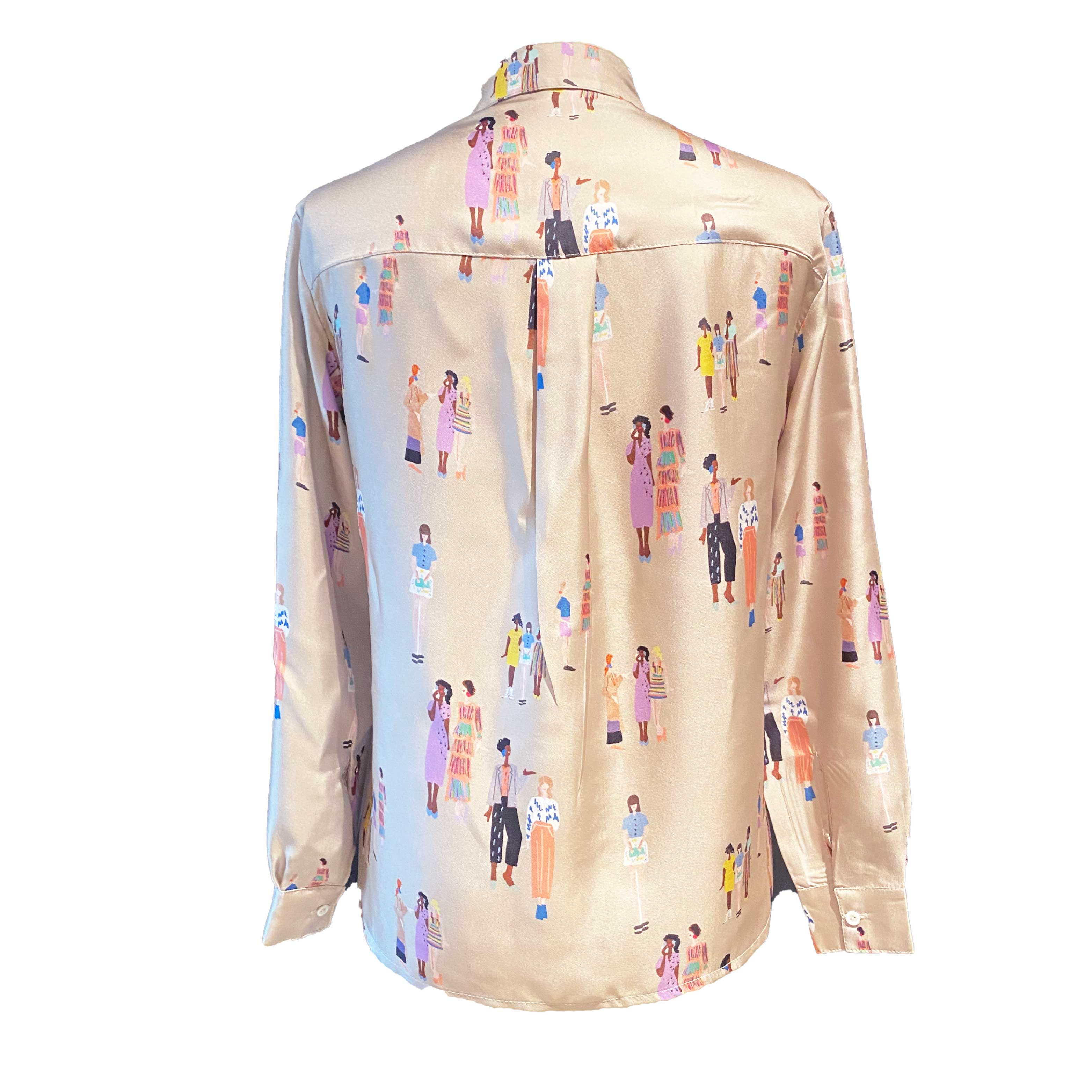 Party Girl Print 100% Silk Twill Blouse