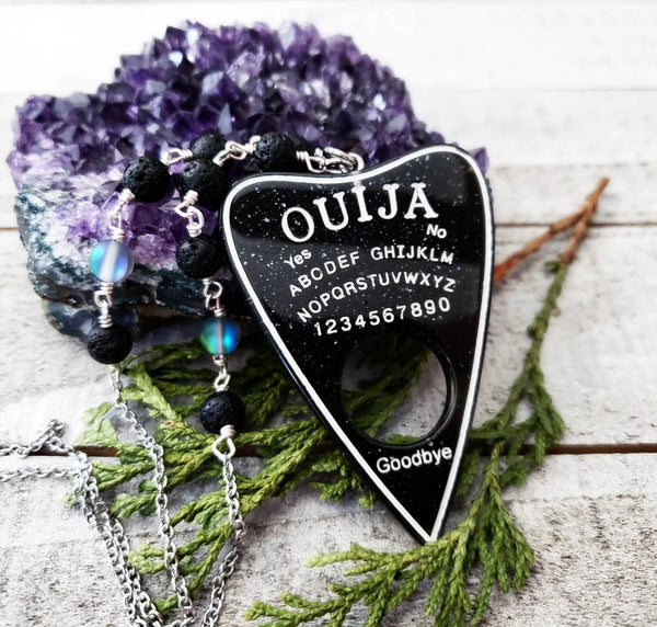 Black Ouija planchette necklace