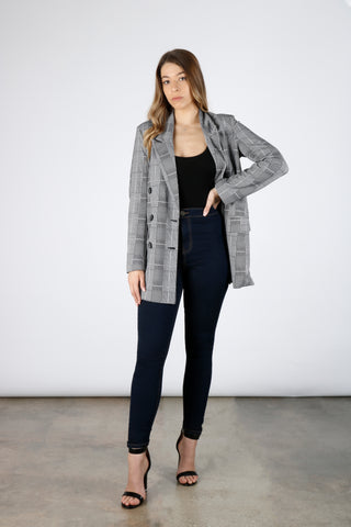 Glen Plaid Button Front Blazer | Boom Boom Jeans