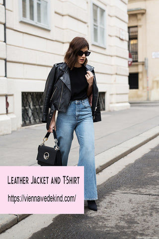 LEATHER AND DENIM JEAN