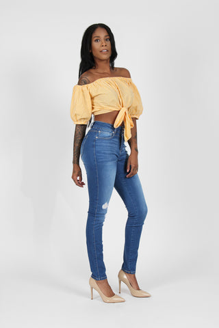 Boom Boom Jeans - Triple Button High Rise Skinny Jeans