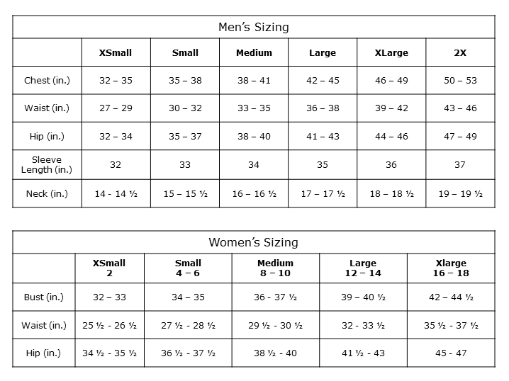 Columbia Womens Plus Size Chart