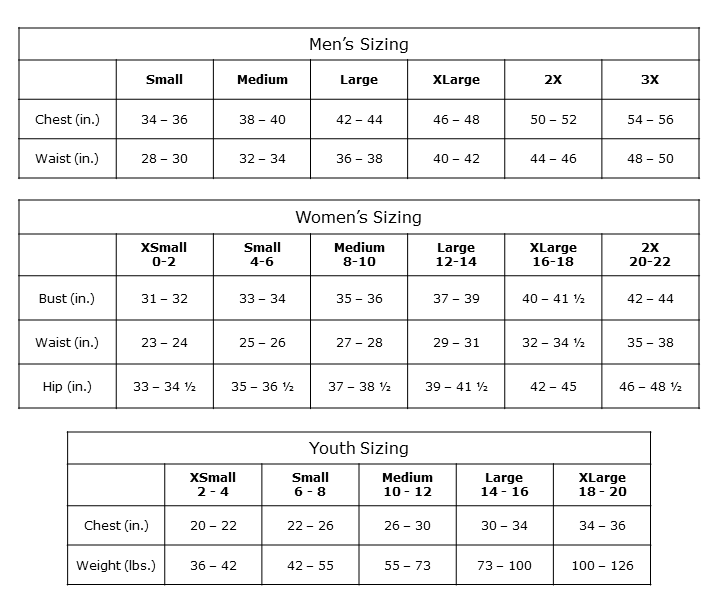 Hanes Size Chart For