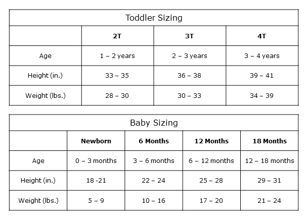 Rabbit Skins Size Chart Toddler