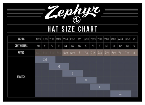 Zephyr Fitted Hats Size Chart – Campus Emporium