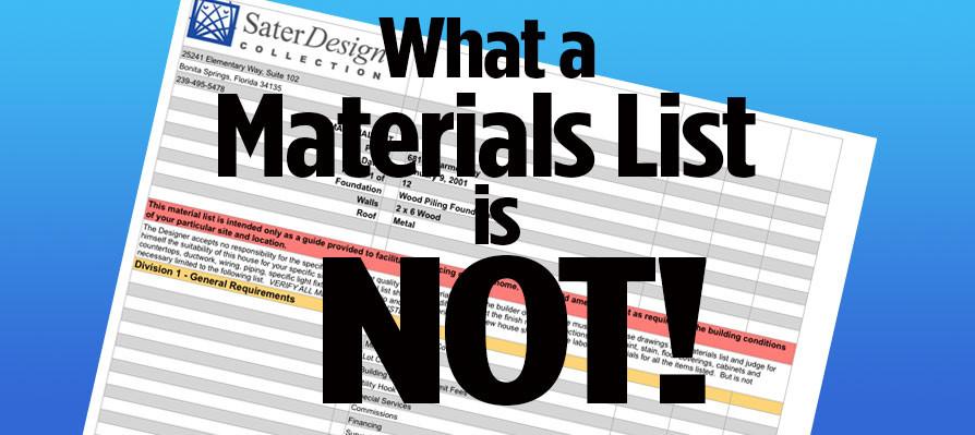 What a Materials List is Not! | Sater Design Collection