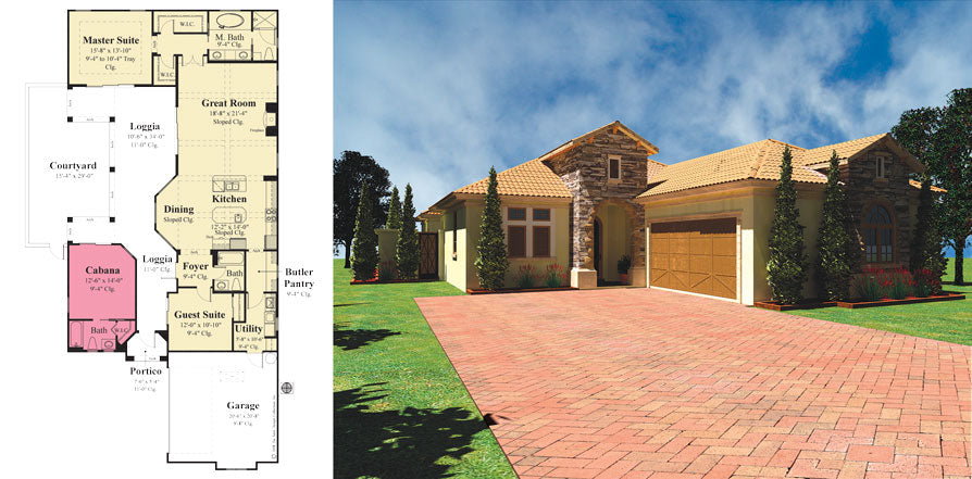 Flexible house plan a stock plan with a detached cabana