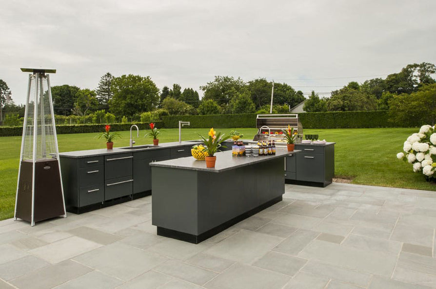 outdoor kitchen with stainless steel cabinets