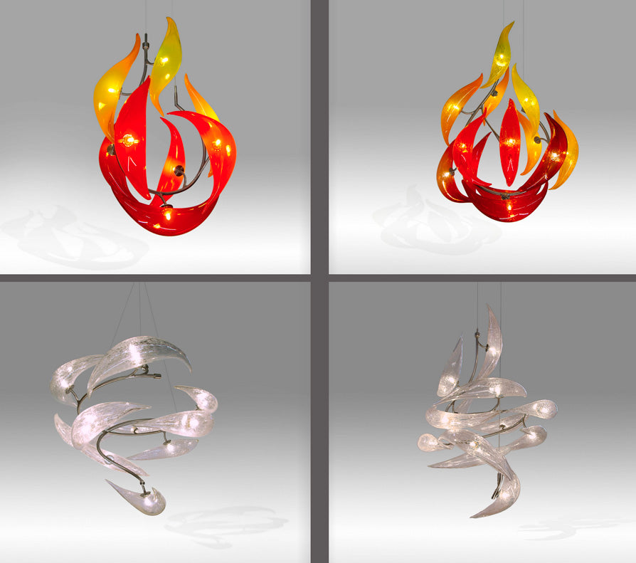 Seth Parks Designs 4 examples of his custom blown glass lighting fixtures