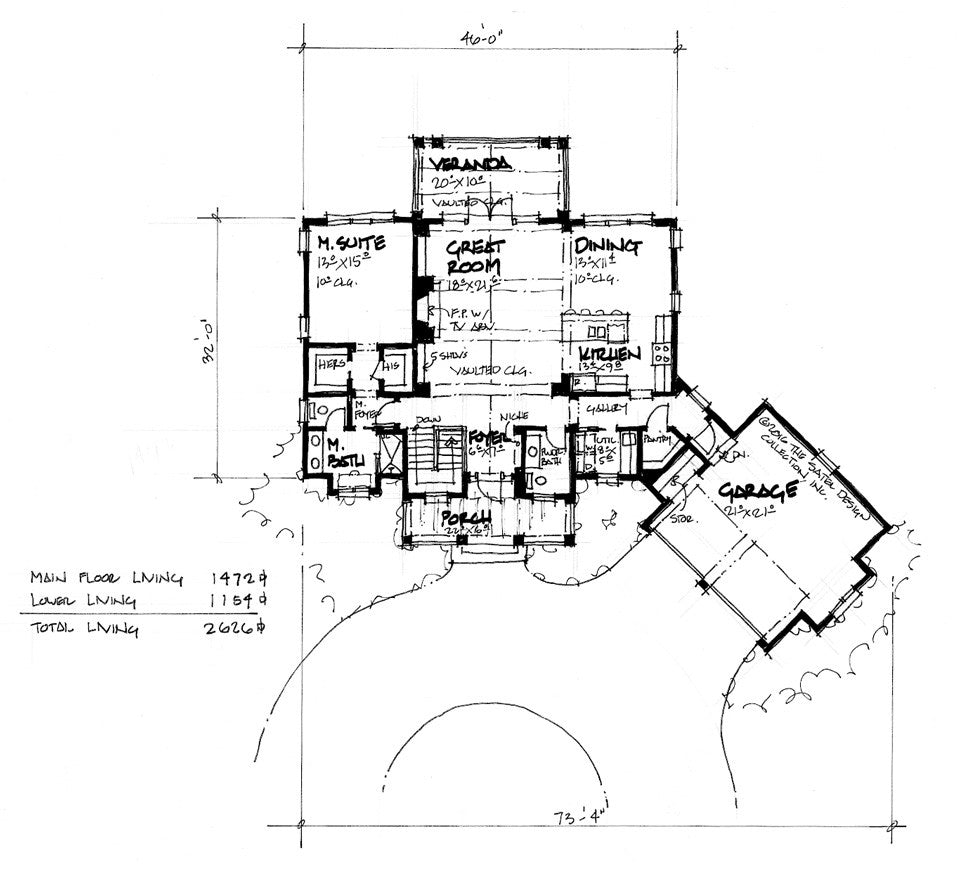 The tamarack - a mountain house design main floor plan