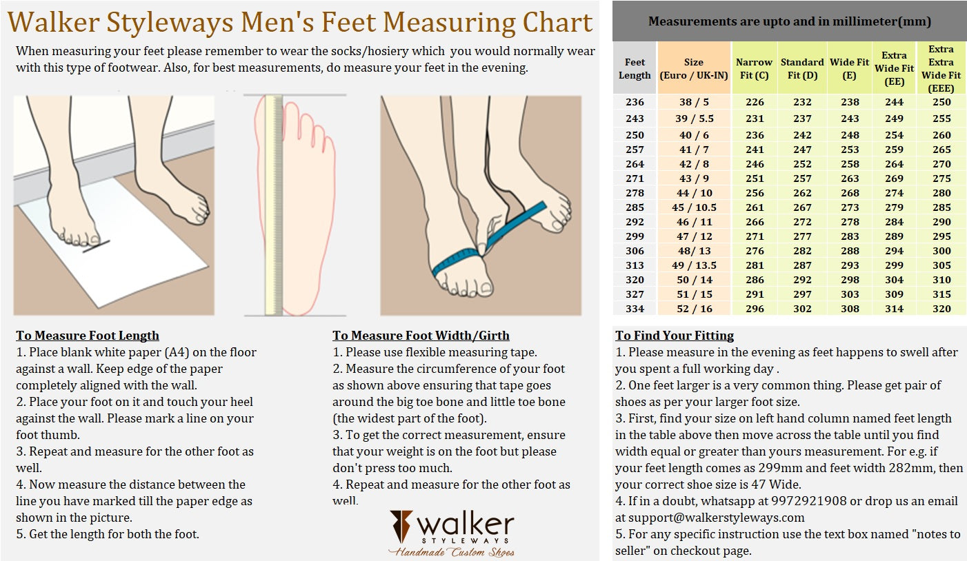 Mens Foot Measurement Chart