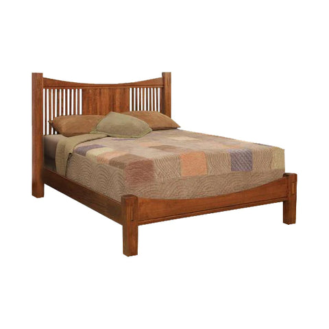 mission style bed with low rail footboard