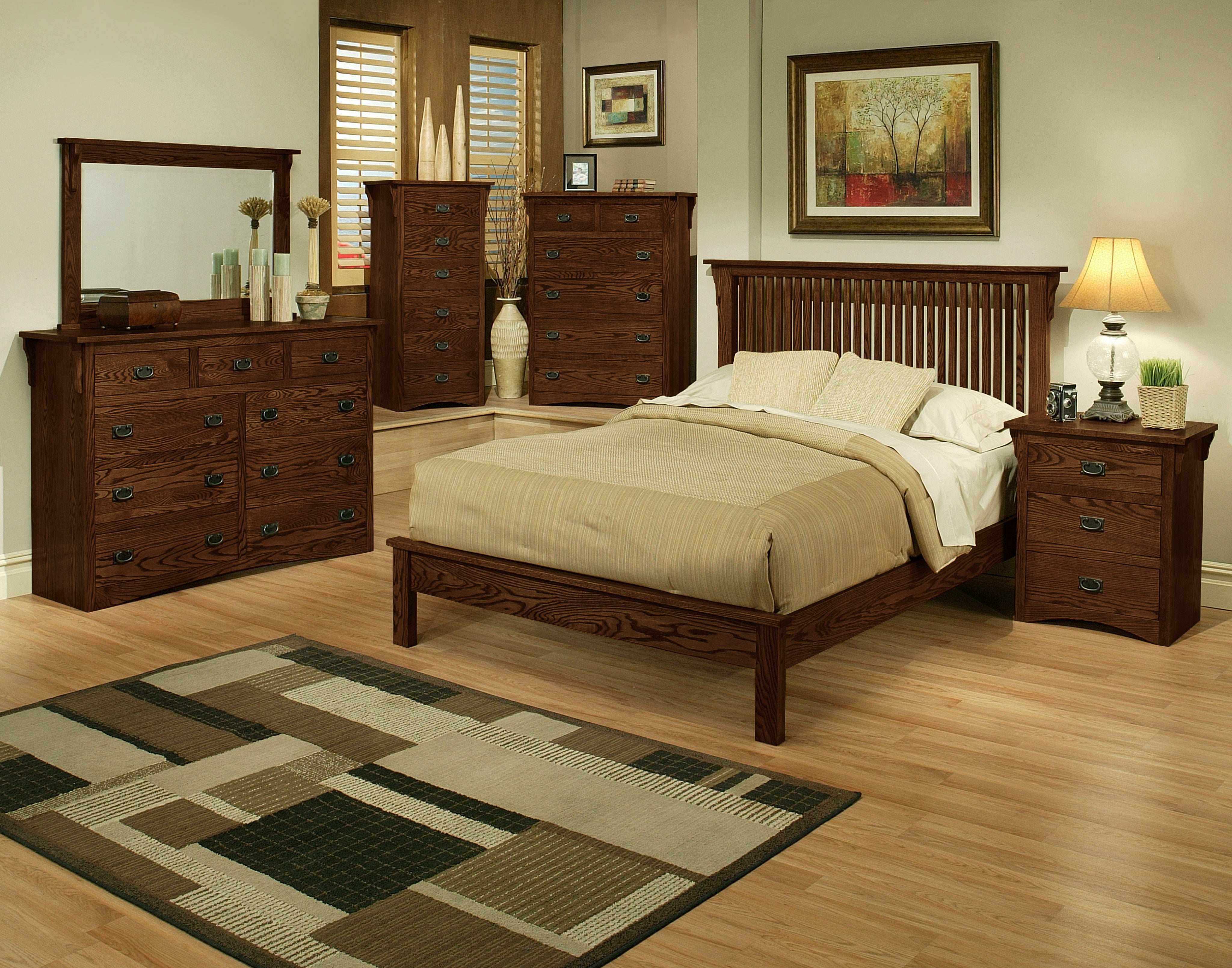 Mission Oak Rake Bedroom Suite E King Size