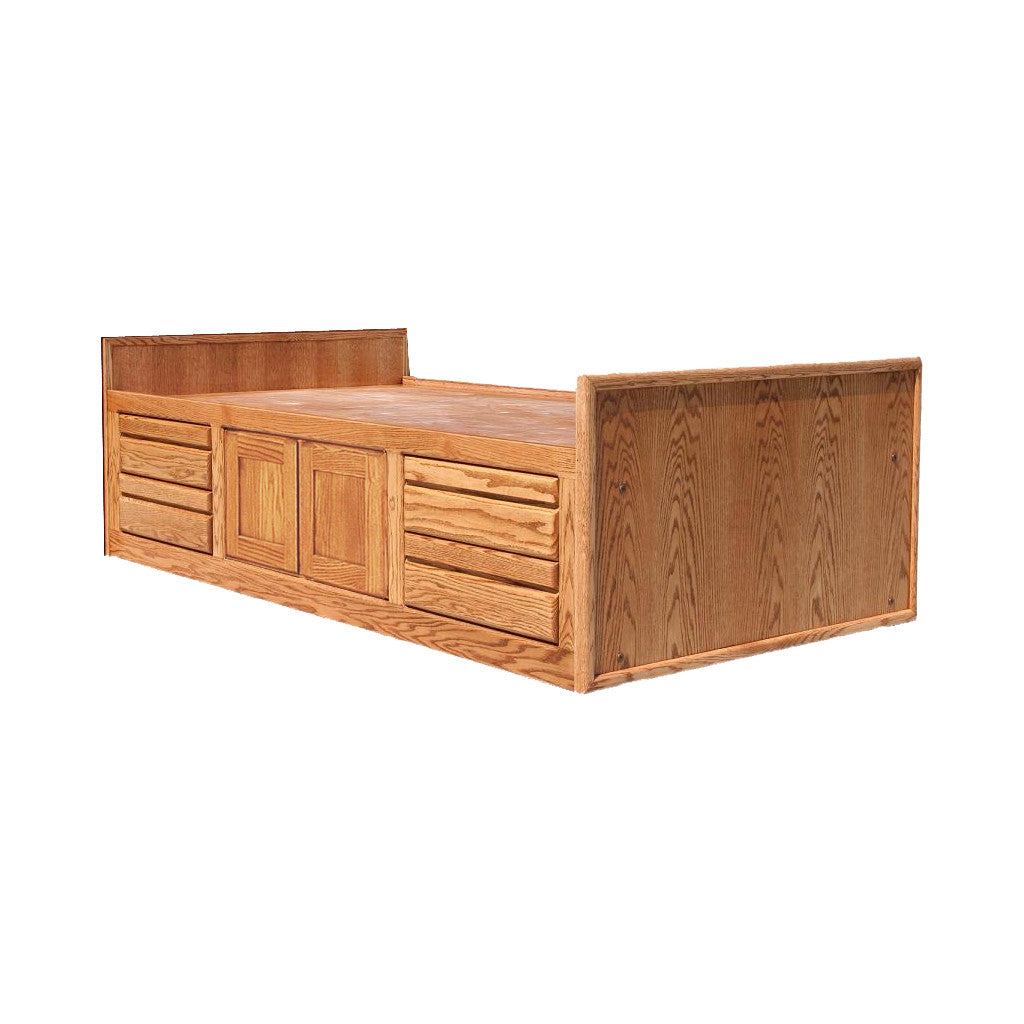 Contemporary Oak Chest Bed With 4 Drawers 2 Doors Twin Size Oak For Less Furniture