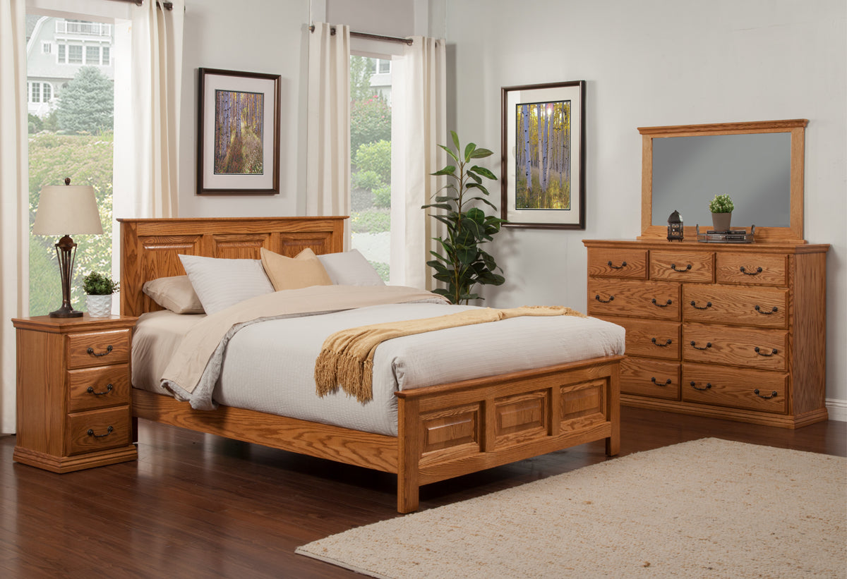 Traditional Oak Panel Bed Bedroom Suite E King Size