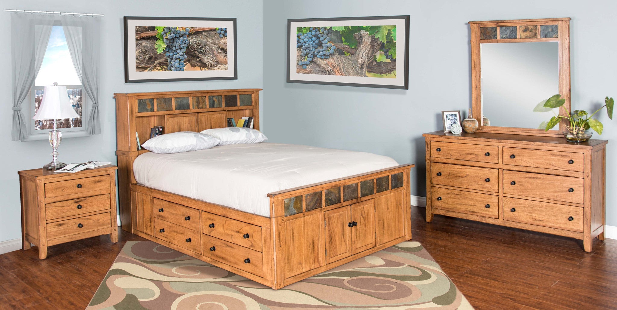 Sedona Rustic Petite Storage Bedroom Suite Queen Size