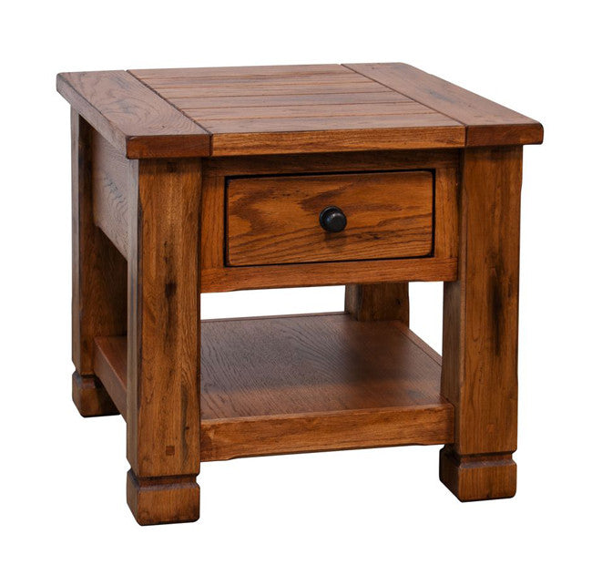 black end tables with oak tops
