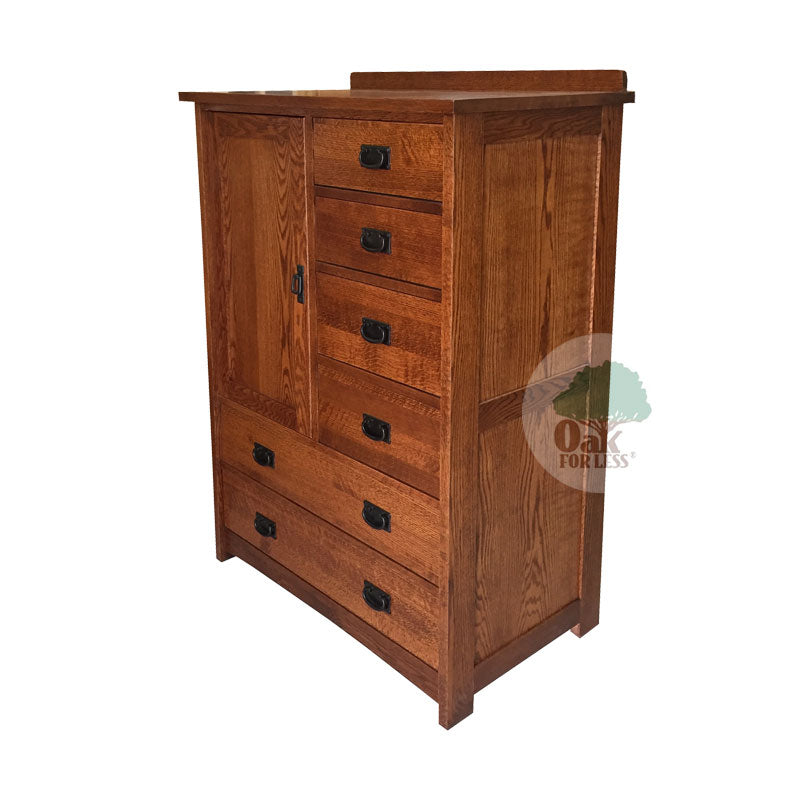 American Mission Quarter Sawn Oak 6 Drawer Chest With 1 Door