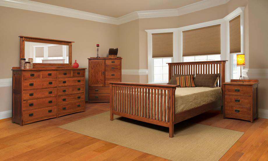 Mission Quartersawn Oak Rake Bedroom Suite E King Size Oak For