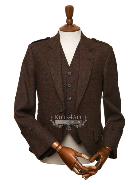 Mens Brown Herringbone Tweed Highland Argyll Jacket & Waistcoat – Kilts4All