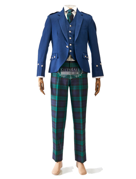 Mens Scottish Tartan Trews Outfit to Hire - Contemporary Blue Argyll J ...