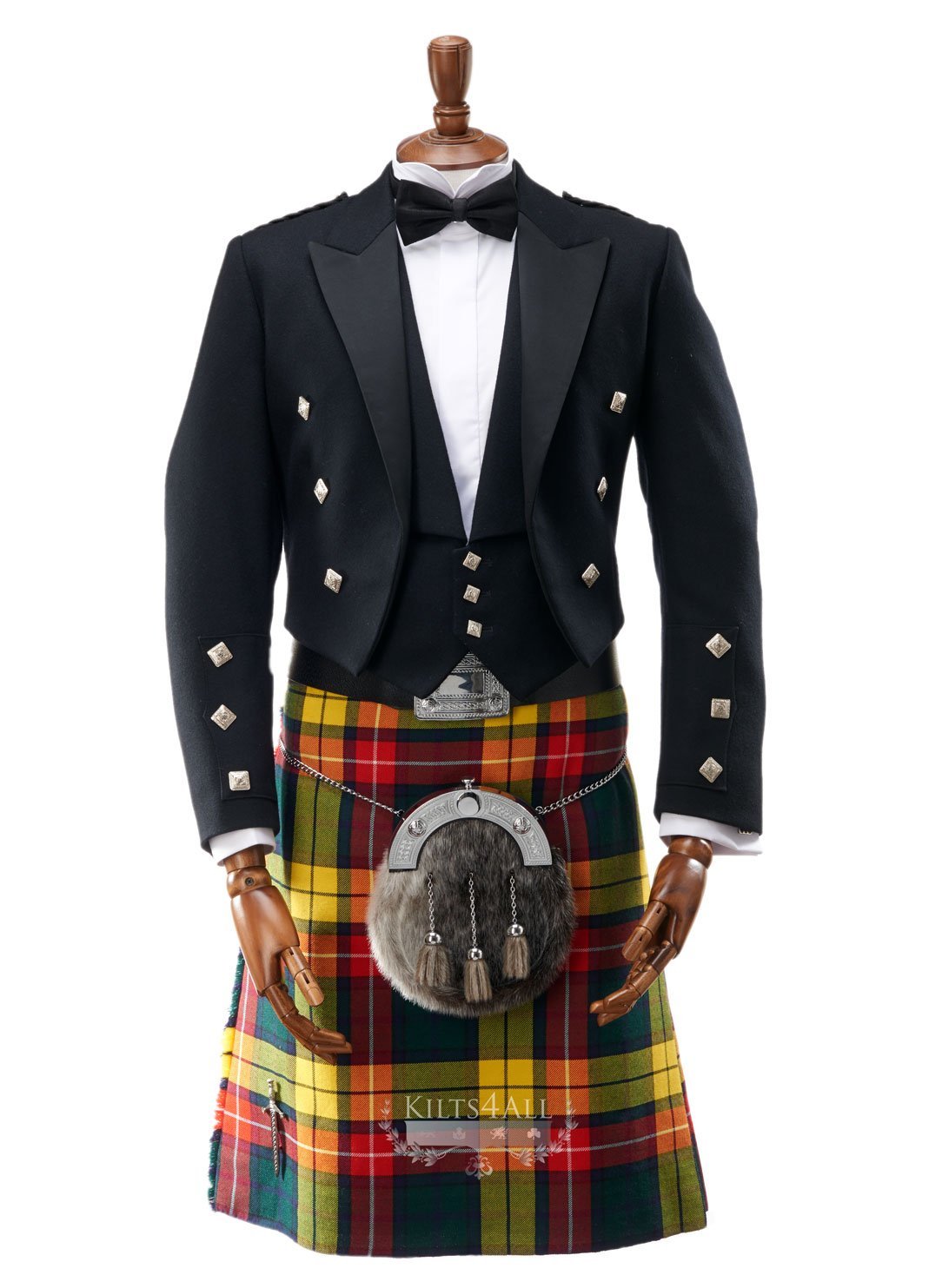 Mens Scottish Tartan Kilt Outfit to Hire - Prince Charlie Jacket & 3 B ...