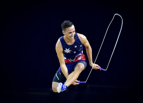 man competing in jump rope