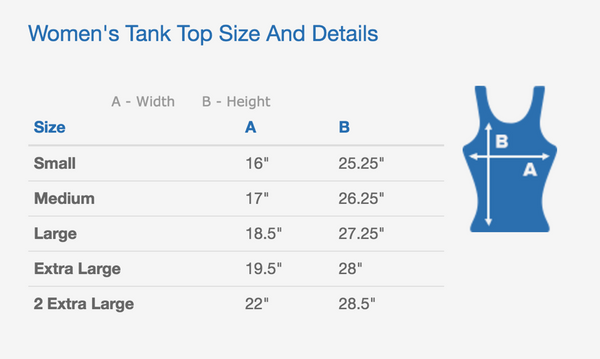 womens bartending tank tops sizing chart