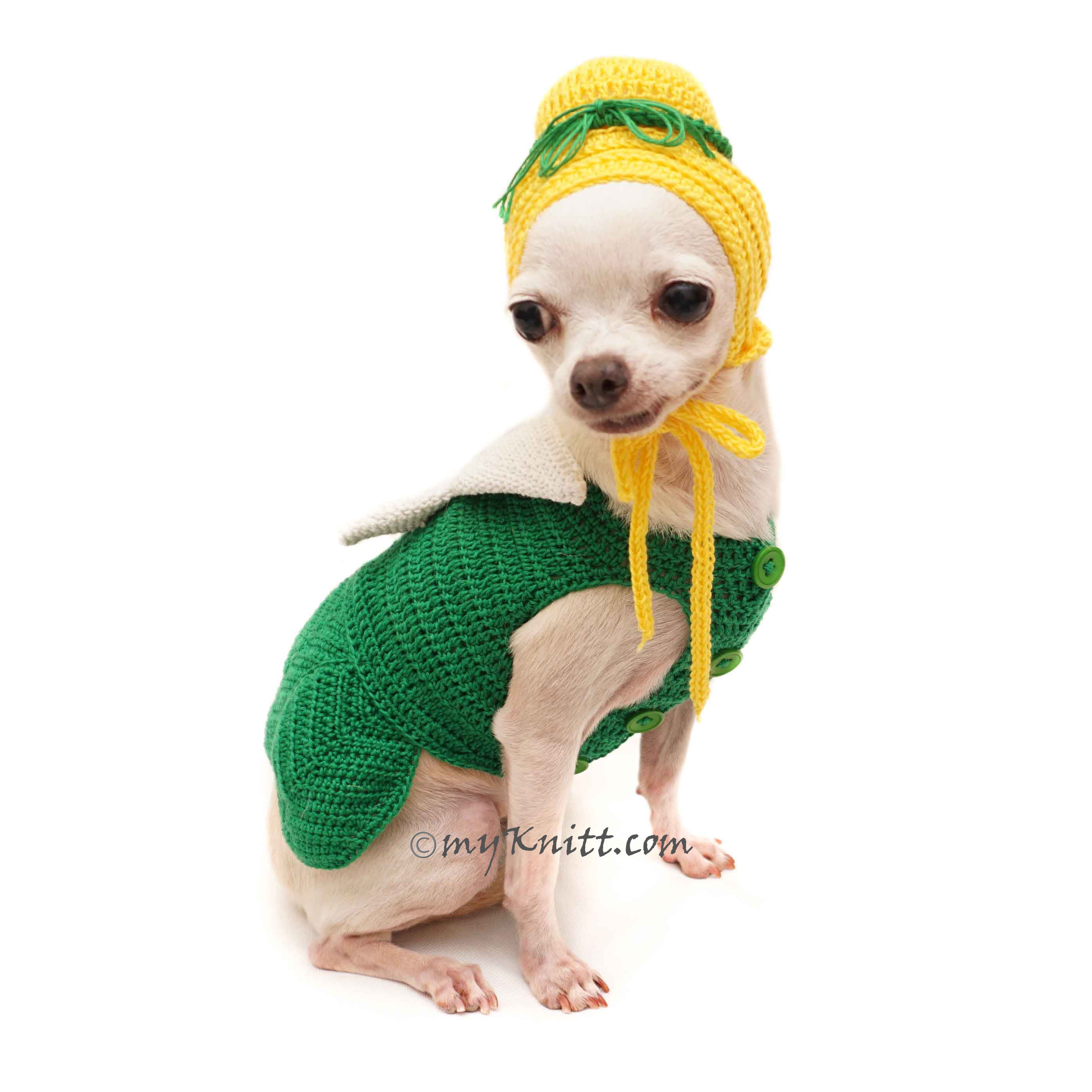 Tinkerbell Costume, Cute Pet Costume, Crochet Dog Hat DF121 - Myknitt ...