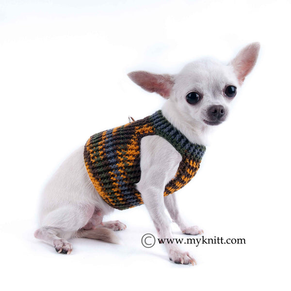 Camo Dog Clothes with Ring D Handmade Crochet Pet Harness DH3 | myknitt