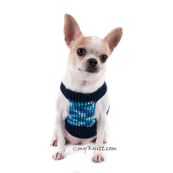 Velcro Dog Harness Blue Turquoise Pet Collar - Myknitt | myknitt
