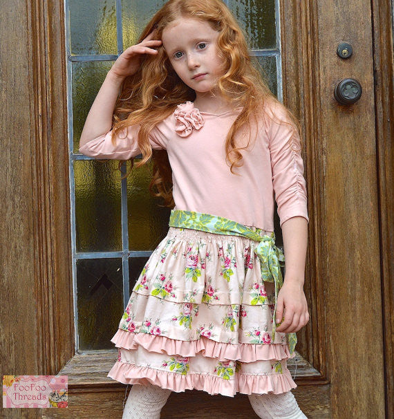 Evaline Pintucks and Roses Knit Bodice Dress Girls PDF Sewing Pattern ...