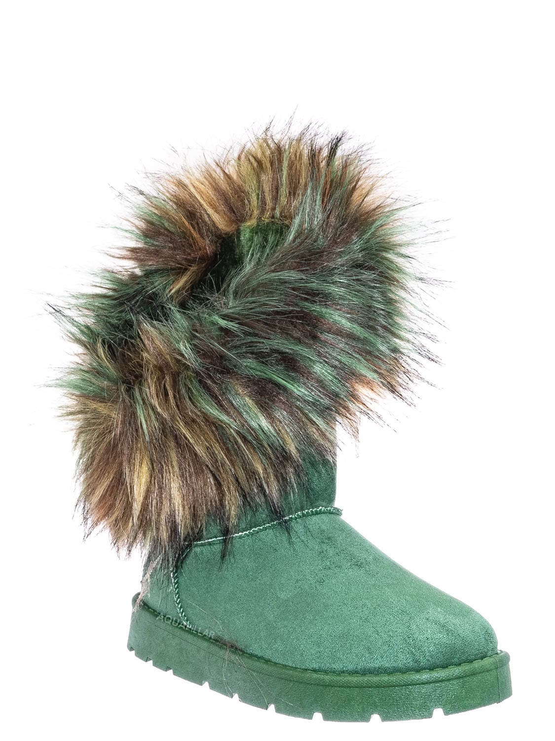 Green / Frozen01 Asymmetrical Faux Fur Mukluks - Womens Winter Cozy Boots