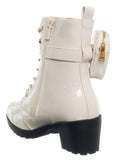Beige / Access39K Childrens Utility Pouch Combat Boots - Girls Shoes