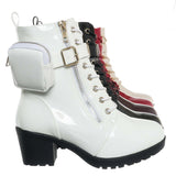 White / Access39K Childrens Utility Pouch Combat Boots - Girls Shoes