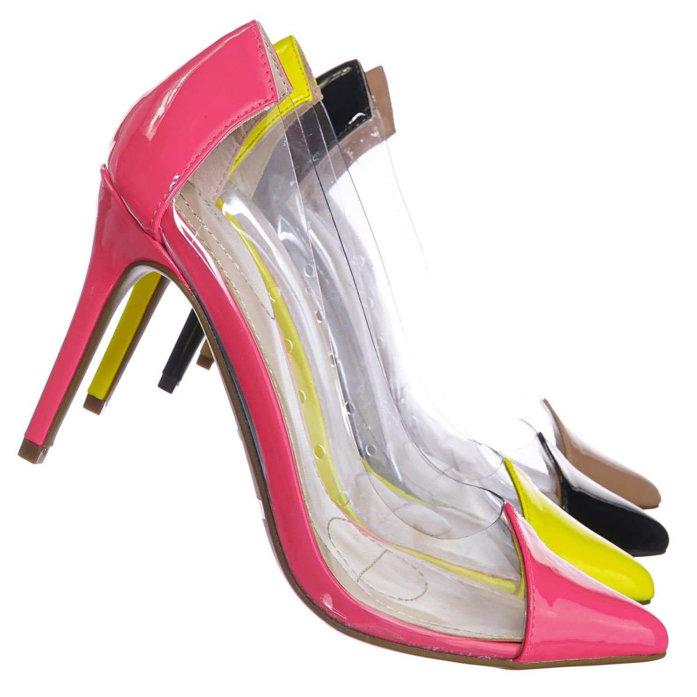 neon pointed toe heels