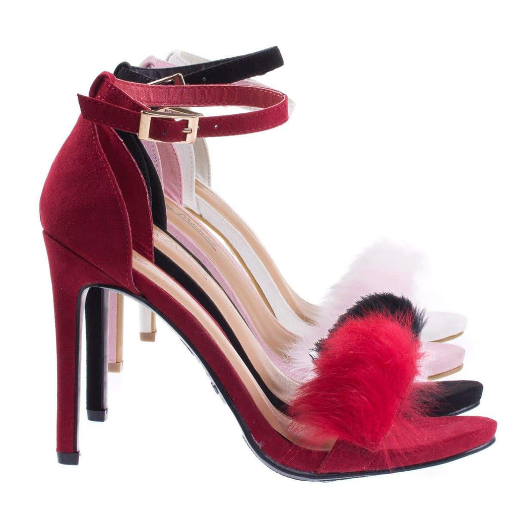 Truelove39M By Anne Michelle Fluffy Faux Feathery Fur High Heel Sandal ...