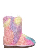 Multi / Alice11KA Toddler Fluffy Faux Fur Mukluk - Baby Girl Rainbow Winter Slipper Boot