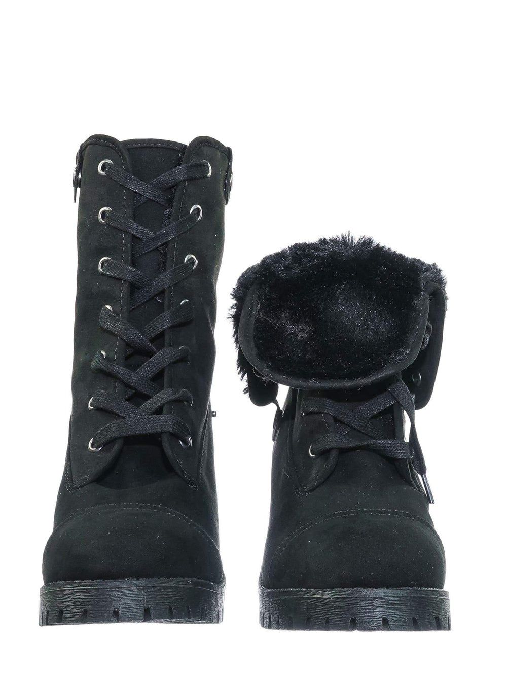 womens faux fur lace up boots